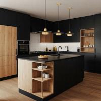 LED Pendant by Z-Lite - Ludo Collection, Matte Black + Modern Gold Finish - 829P12-MB-MGLD-LED
