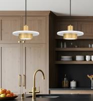 LED Pendant by Z-Lite - Ludo Collection, Matte White + Modern Gold Finish - 829P12-MW-MGLD-LED