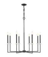 Eight Light Chandelier by Z-Lite - Gaultier Collection, Matte Black + Modern Gold Finish - 6100-8MB