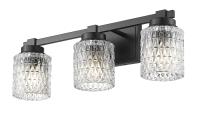 Three Light Vanity by Z-Lite - Jacqueline Collection, Matte Black Finish - 6101-3V-MB