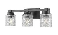 Three Light Vanity by Z-Lite - Jacqueline Collection, Matte Black Finish - 6101-3V-MB
