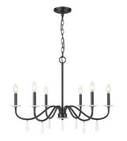 Six Light Chandelier by Z-Lite - Toussant Collection, Matte Black Finish - 6103-32MB