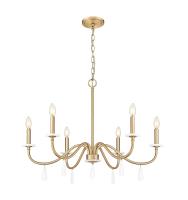 Six Light Chandelier by Z-Lite - Toussant Collection, Modern Gold Finish - 6103-32MGLD