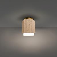 LED Flush Mount by Modern Forms - Caviar Collection, Beige Travertine/Aged Brass Finish - FM222607-WV/AB