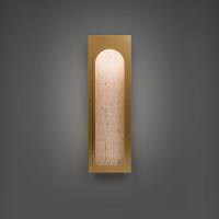 LED Wall Sconce by Modern Forms - Cadey Collection, Beige Travertine/Aged Brass Finish - WS246624-WV/AB