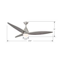64" Ceiling Fan by Minka Aire - Fleur Collection, Brushed Nickel Finish - F757L-BN