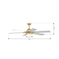 56" Ceiling Fan by Minka Aire - Allegata Collection, Heritage Brass Finish - F779L-HBR/ALW