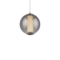 LED Mini Pendant by Modern Forms - Swirly Collection, Smoke Glass/Aged Brass Finish - PD-32507-40-SM/AB