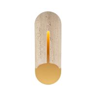 LED Outdoor Wall Sconce by Modern Forms - Clog Collection, Beige Travertine/Aged Brass Finish - WS-W10516-40-WV/AB