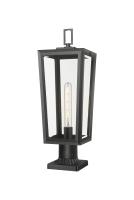 One Light Outdoor Post Lantern by Innovations - Madison Collection, Matte Black Finish - 9952-1PLT-BK-23-CL