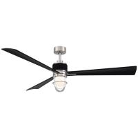 65"Ceiling Fan by Minka Aire - Nauticus Collection, Brushed Nickel Wet With Coal Blades Finish - F768L-BNW/CL