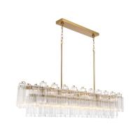 16 Light Linear Chandelier by Crystorama - Addis Collection, Aged Brass Finish - ADD-337-AG-CL