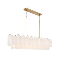 16 Light Linear Chandelier by Crystorama - Addis Collection, Aged Brass Finish - ADD-337-AG-WH