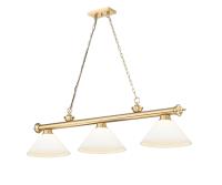 Three Light Billiard by Z-Lite - Cordon Collection, Heritage Brass Finish - 2306-3HBR-AMO14