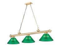 Three Light Billiard by Z-Lite - Cordon Collection, Heritage Brass Finish - 2306-3HBR-ARG