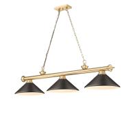 Three Light Billiard by Z-Lite - Cordon Collection, Heritage Brass Finish - 2306-3HBR-MBRZ