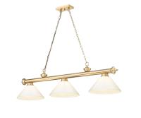 Three Light Billiard by Z-Lite - Cordon Collection, Heritage Brass Finish - 2306-3HBR-PWH
