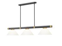 Three Light Billiard by Z-Lite - Vanguard Collection, Matte Black + Rubbed Brass Finish - 3050-3MB-RB-AMO14