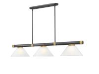 Three Light Billiard by Z-Lite - Vanguard Collection, Matte Black + Rubbed Brass Finish - 3050-3MB-RB-AWL14