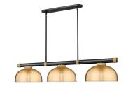 Three Light Billiard by Z-Lite - Vanguard Collection, Matte Black + Rubbed Brass Finish - 3050-3MB-RB-D13HBR