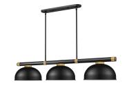 Three Light Billiard by Z-Lite - Vanguard Collection, Matte Black + Rubbed Brass Finish - 3050-3MB-RB-D13MB