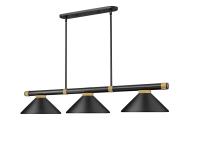 Three Light Billiard by Z-Lite - Vanguard Collection, Matte Black + Rubbed Brass Finish - 3050-3MB-RB-MMB