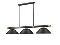 Three Light Billiard by Z-Lite - Vanguard Collection, Matte Black + Rubbed Brass Finish - 3050-3MB-RB-SMB
