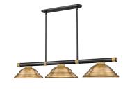 Three Light Billiard by Z-Lite - Vanguard Collection, Matte Black + Rubbed Brass Finish - 3050-3MB-RB-SRB