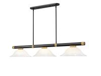 Three Light Billiard by Z-Lite - Vanguard Collection, Matte Black + Rubbed Brass Finish - 3050-3MB-RB-WM16