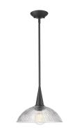 One Light Pendant by Z-Lite - Lunelle Collection, Matte Black Finish - 3051P12-MB