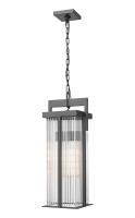 Two Light Outdoor Chain Mount Ceiling Fixture by Z-Lite - Fortis Collection, Sand Black Finish - 5031CHB-BK