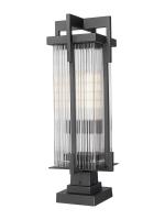 Two Light Outdoor Pier Mount by Z-Lite - Fortis Collection, Sand Black Finish - 5031PHBS-SQPM-BK