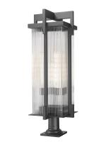 Three Light Outdoor Pier Mount by Z-Lite - Fortis Collection, Sand Black Finish - 5031PHXLR-533PM-BK