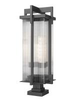 Three Light Outdoor Pier Mount by Z-Lite - Fortis Collection, Sand Black Finish - 5031PHXLS-SQPM-BK