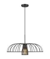 One Light Pendant by Z-Lite - Valencia Collection, Matte Black Finish - 623P24-MB