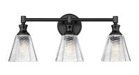 Three Light Vanity by Z-Lite - Auden Collection, Matte Black Finish - 7704-3V-MB