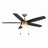52" Ceiling Fan by Minka Aire - Airetor Collection, Brushed Brass Finish - F673L-BBR/CL
