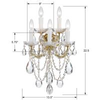 Five Light Wall Sconce by Crystorama - Maria Theresa Collection, Gold Finish - 4425-GD-CL-S