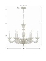Six Light Chandelier by Crystorama - Paris Market Collection, Antique White Finish - 5126-AW