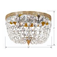 Two Light Flush Mount by Crystorama - Waltham Collection, Olde Brass Finish - 710-OB-CL-MWP