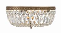 Three Light Flush Mount by Crystorama - Waltham Collection, Olde Brass Finish - 714-OB-CL-MWP