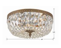 Three Light Flush Mount by Crystorama - Waltham Collection, Olde Brass Finish - 714-OB-CL-MWP