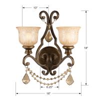 Two Light Wall Sconce by Crystorama - Norwalk Collection, Bronze Umber Finish - 7502-BU-GT-MWP