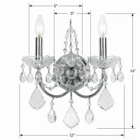 Two Light Wall Sconce by Crystorama - Imperial Collection, Polished Chrome Finish - 3222-CH-CL-MWP