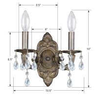 Two Light Wall Sconce by Crystorama - Paris Market Collection, Venetian Bronze Finish - 5022-VB-CL-MWP