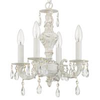 Four Light Mini Chandelier by Crystorama - Paris Market Collection, Antique White Finish - 5024-AW-CL-MWP