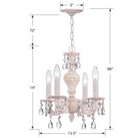Four Light Mini Chandelier by Crystorama - Paris Market Collection, Antique White Finish - 5024-AW-CL-SAQ