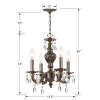 Four Light Mini Chandelier by Crystorama - Paris Market Collection, Venetian Bronze Finish - 5024-VB-CL-MWP