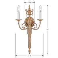 Two Light Wall Sconce by Crystorama - Loxley Collection, Matte Brass Finish - 662-MB