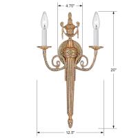 Two Light Wall Sconce by Crystorama - Loxley Collection, Matte Brass Finish - 662-MB